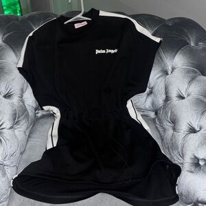 Palm Angels Black Dress with White Stripes